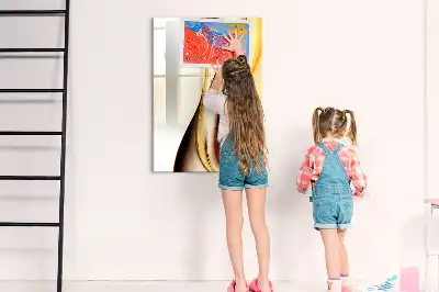 Quadro magnético de apagar a seco estampa de abstração de ondas douradas