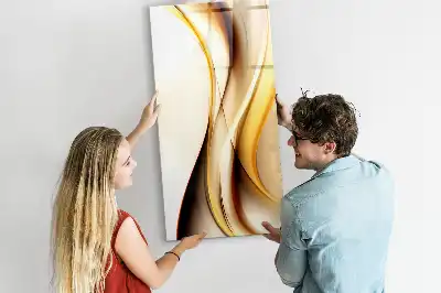 Quadro magnético de apagar a seco estampa de abstração de ondas douradas