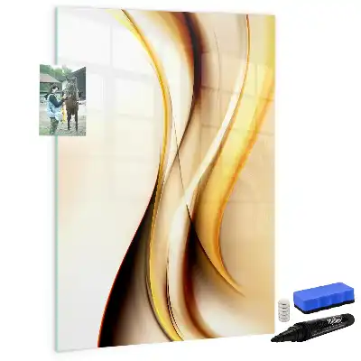 Quadro magnético de apagar a seco estampa de abstração de ondas douradas
