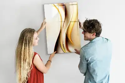 Quadro magnético de apagar a seco estampa de abstração de ondas douradas
