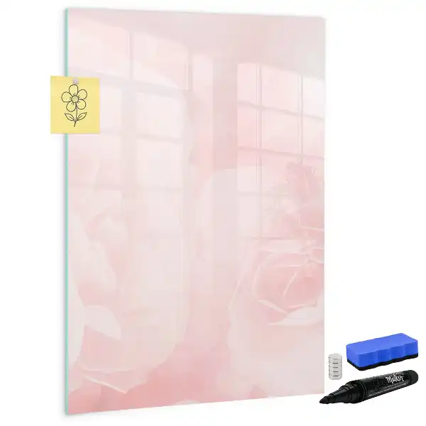 Quadro magnético de apagar a seco estampa de rosas