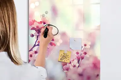 Quadro magnético de apagar a seco estampa de flores de primavera