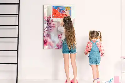 Quadro magnético de apagar a seco estampa de flores de primavera