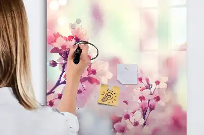 Quadro magnético de apagar a seco estampa de flores de primavera