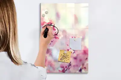 Quadro magnético de apagar a seco estampa de flores de primavera