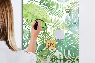 Quadro magnético de apagar a seco estampa de folhas em aquarela