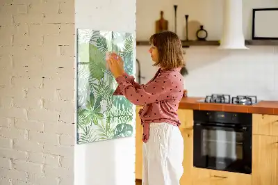 Quadro magnético de apagar a seco estampa de folhas em aquarela