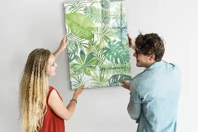 Quadro magnético de apagar a seco estampa de folhas em aquarela
