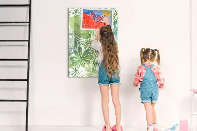 Quadro magnético de apagar a seco estampa de folhas em aquarela