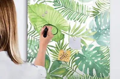 Quadro magnético de apagar a seco estampa de folhas em aquarela