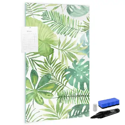 Quadro magnético de apagar a seco estampa de folhas em aquarela