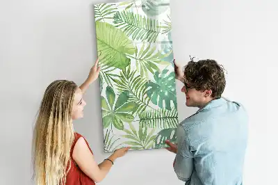 Quadro magnético de apagar a seco estampa de folhas em aquarela