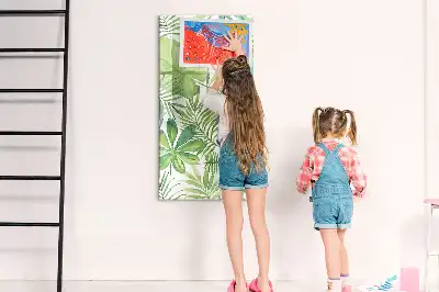 Quadro magnético de apagar a seco estampa de folhas em aquarela