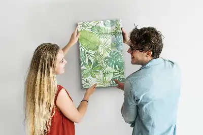 Quadro magnético de apagar a seco estampa de folhas em aquarela