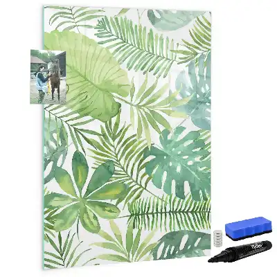 Quadro magnético de apagar a seco estampa de folhas em aquarela