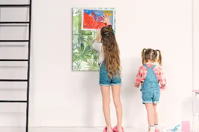 Quadro magnético de apagar a seco estampa de folhas em aquarela