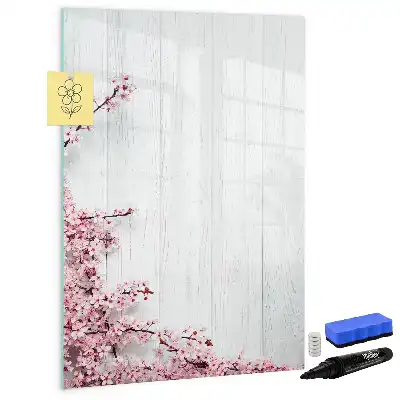 Quadro magnético de apagar a seco com estampa de flores na madeira