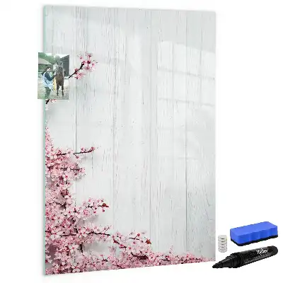 Quadro magnético de apagar a seco com estampa de flores na madeira