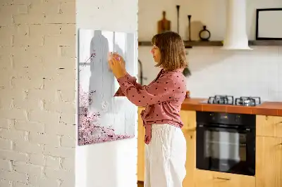 Quadro magnético de apagar a seco com estampa de flores na madeira