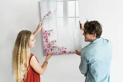 Quadro magnético de apagar a seco com estampa de flores na madeira