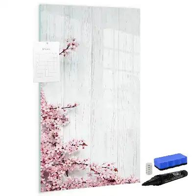 Quadro magnético de apagar a seco com estampa de flores na madeira