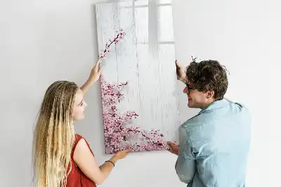 Quadro magnético de apagar a seco com estampa de flores na madeira