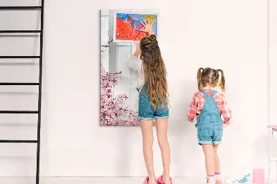 Quadro magnético de apagar a seco com estampa de flores na madeira