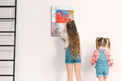 Quadro magnético de apagar a seco com estampa de flores na madeira