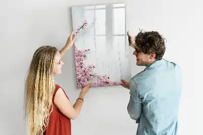 Quadro magnético de apagar a seco com estampa de flores na madeira