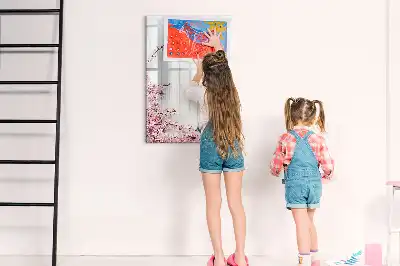 Quadro magnético de apagar a seco com estampa de flores na madeira