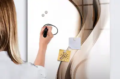 Quadro magnético de apagar a seco com estampa de abstração de ondas