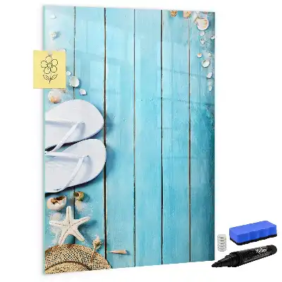 Quadro magnético de apagar a seco com estampa de tábuas de praia azuis
