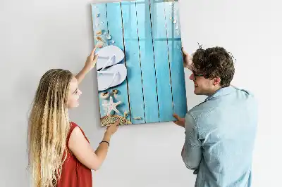 Quadro magnético de apagar a seco com estampa de tábuas de praia azuis