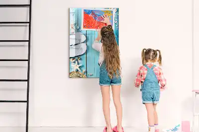 Quadro magnético de apagar a seco com estampa de tábuas de praia azuis