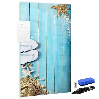 Quadro magnético de apagar a seco com estampa de tábuas de praia azuis