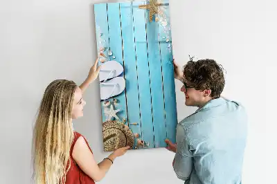 Quadro magnético de apagar a seco com estampa de tábuas de praia azuis