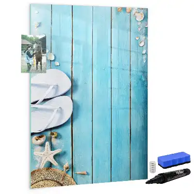 Quadro magnético de apagar a seco com estampa de tábuas de praia azuis