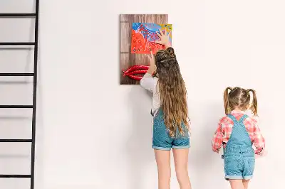 Quadro magnético de apagar a seco estampa de pimentas em tábua de madeira