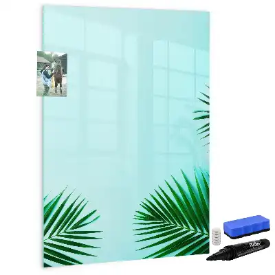 Quadro magnético de apagar a seco estampa de folhas exóticas