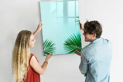 Quadro magnético de apagar a seco estampa de folhas exóticas