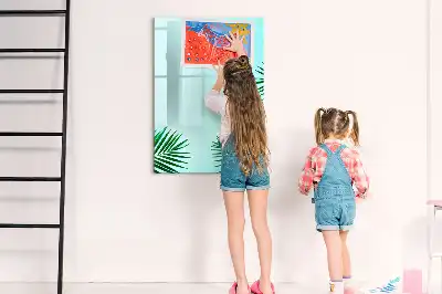 Quadro magnético de apagar a seco estampa de folhas exóticas