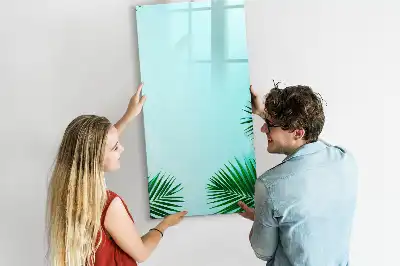 Quadro magnético de apagar a seco estampa de folhas exóticas