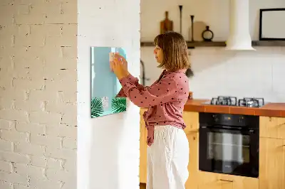 Quadro magnético de apagar a seco estampa de folhas exóticas