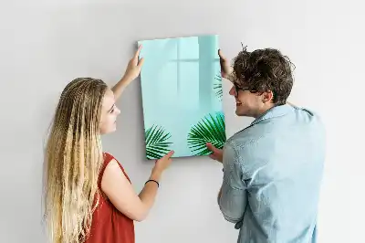 Quadro magnético de apagar a seco estampa de folhas exóticas