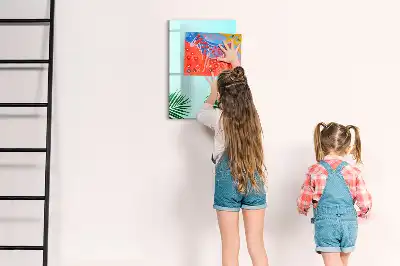 Quadro magnético de apagar a seco estampa de folhas exóticas