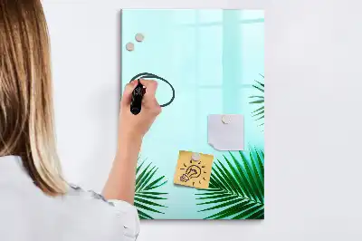 Quadro magnético de apagar a seco estampa de folhas exóticas