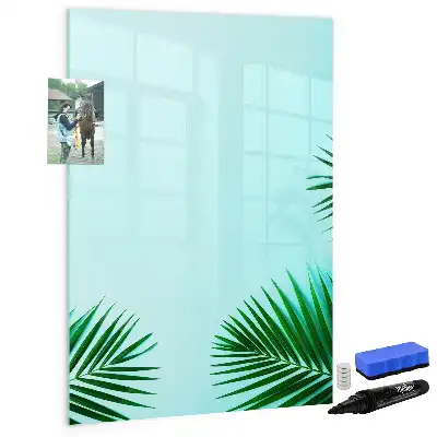 Quadro magnético de apagar a seco estampa de folhas exóticas