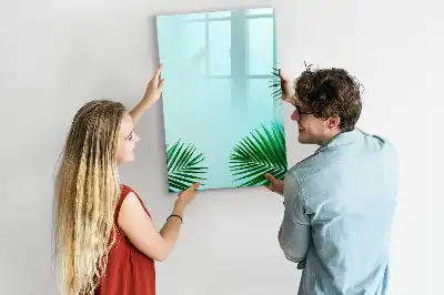 Quadro magnético de apagar a seco estampa de folhas exóticas