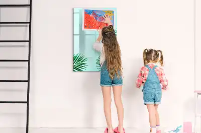 Quadro magnético de apagar a seco estampa de folhas exóticas