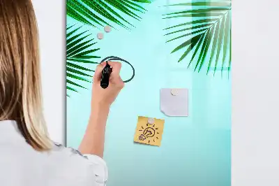 Quadro magnético de apagar a seco estampa de folhas de palmeira